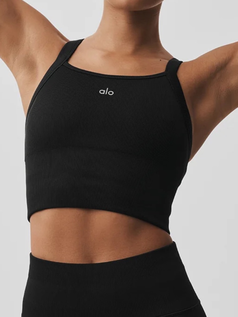 ALO Yoga Seamless Ribbed Favorite Bra Tank Black Medium